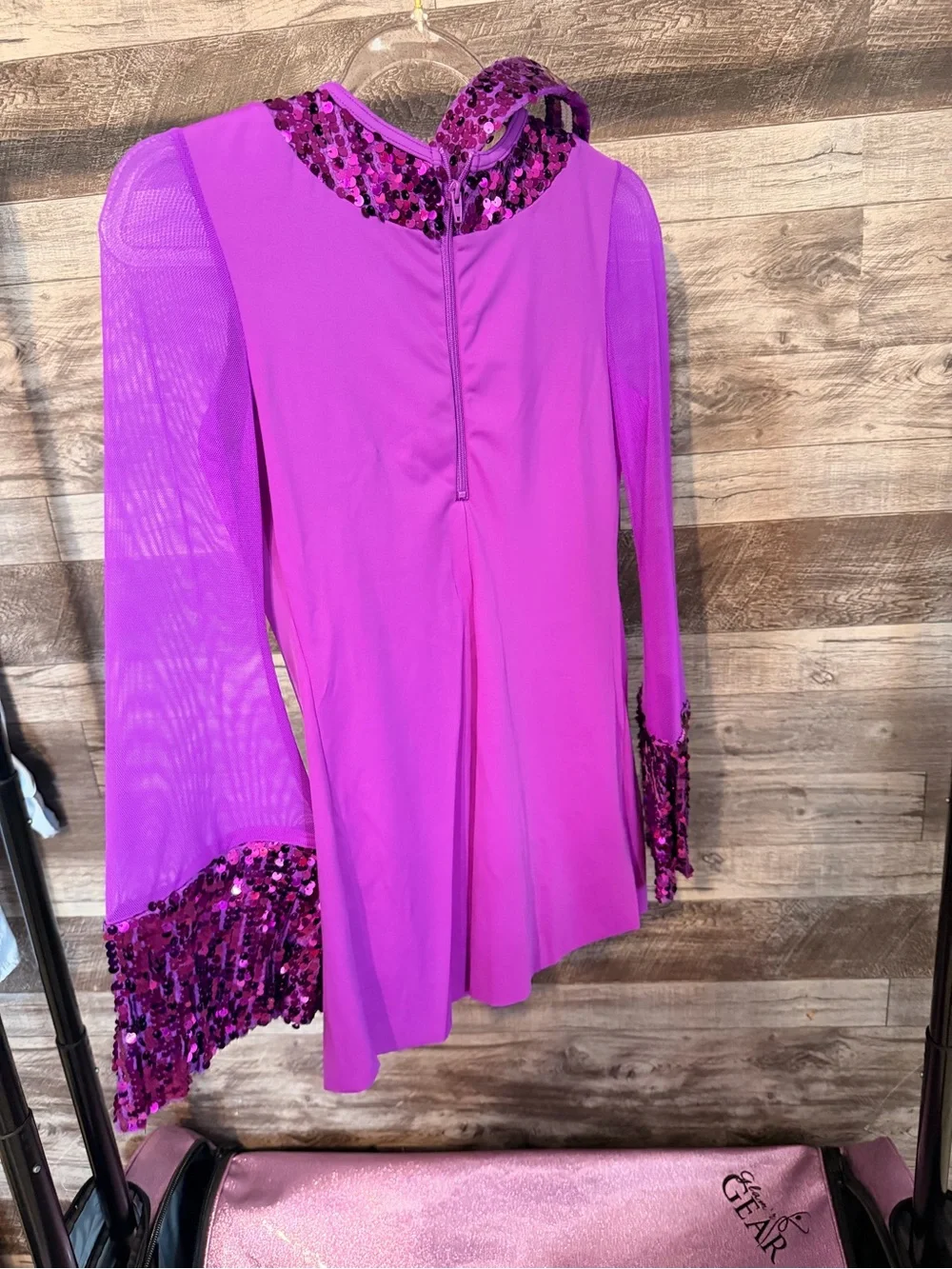 Weissman Purple Sequin-Trim Dance Costume Top